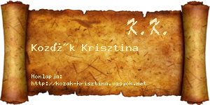 Kozák Krisztina névjegykártya