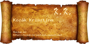 Kozák Krisztina névjegykártya